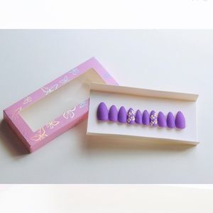 Hand painted purple daisy press on nails